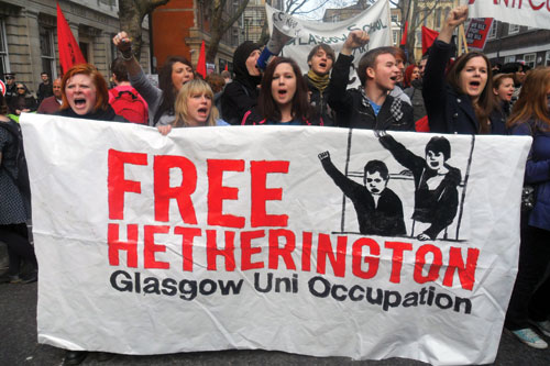 Glasgow Uni Occupation on TUC demo in London 26 March