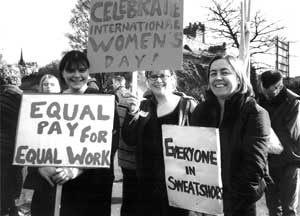 SSP members picket the Gap on International Womens Day 2001