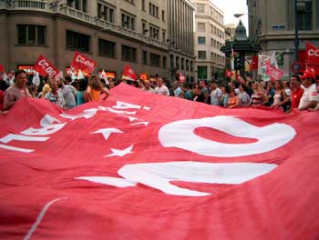Banner of the CC.OO (workers commissions)